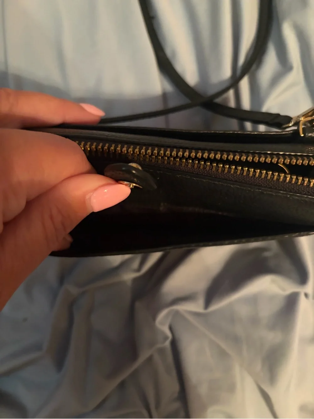kate spade Black Leather Crossbody Wallet with Gold Hardware